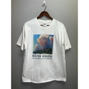 VIntage Boulder Colorado Shirt Bolder Boulder 2001 10K Road Race White VTG Large